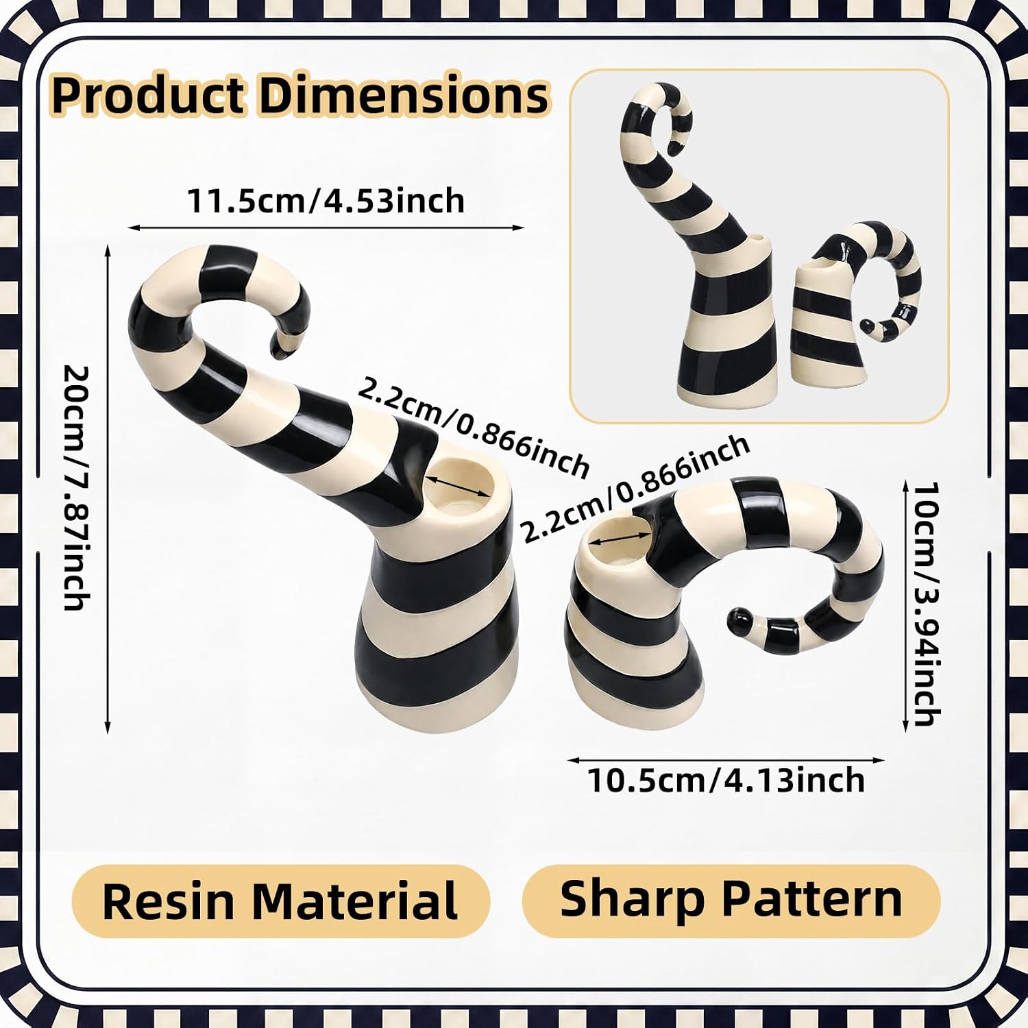 Mumufy 2 Pcs Halloween Black White Worm Theme Candle Holders Gothic Desktop Candle Holders Scary Movie Inspired Theme Table Centerpiece Decor for Halloween Haunted Graveyard Party Desktop Decorations