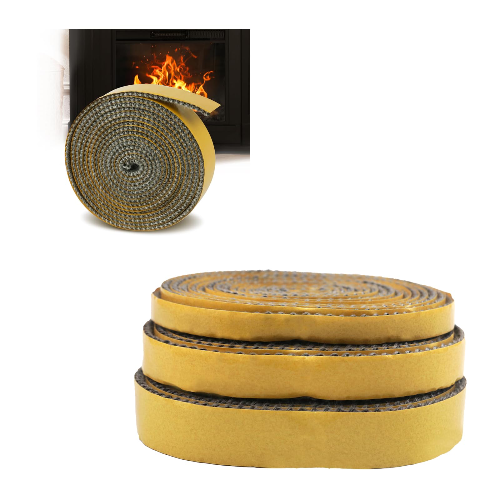 Guarnizione stufa a legna,Corda ermetico autoadesivo per stufa,Guarnizione Stufa a Pellet resistente al caloreper Stufa, Caminetti, Porta del Forno, Forni, Caldaie(3mm x 10mm x 3m)