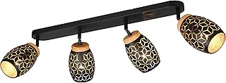 Reality Leuchten R81574080 Bidar - Lámpara de techo (metal, 4 bombillas E14), color negro mate y dorado