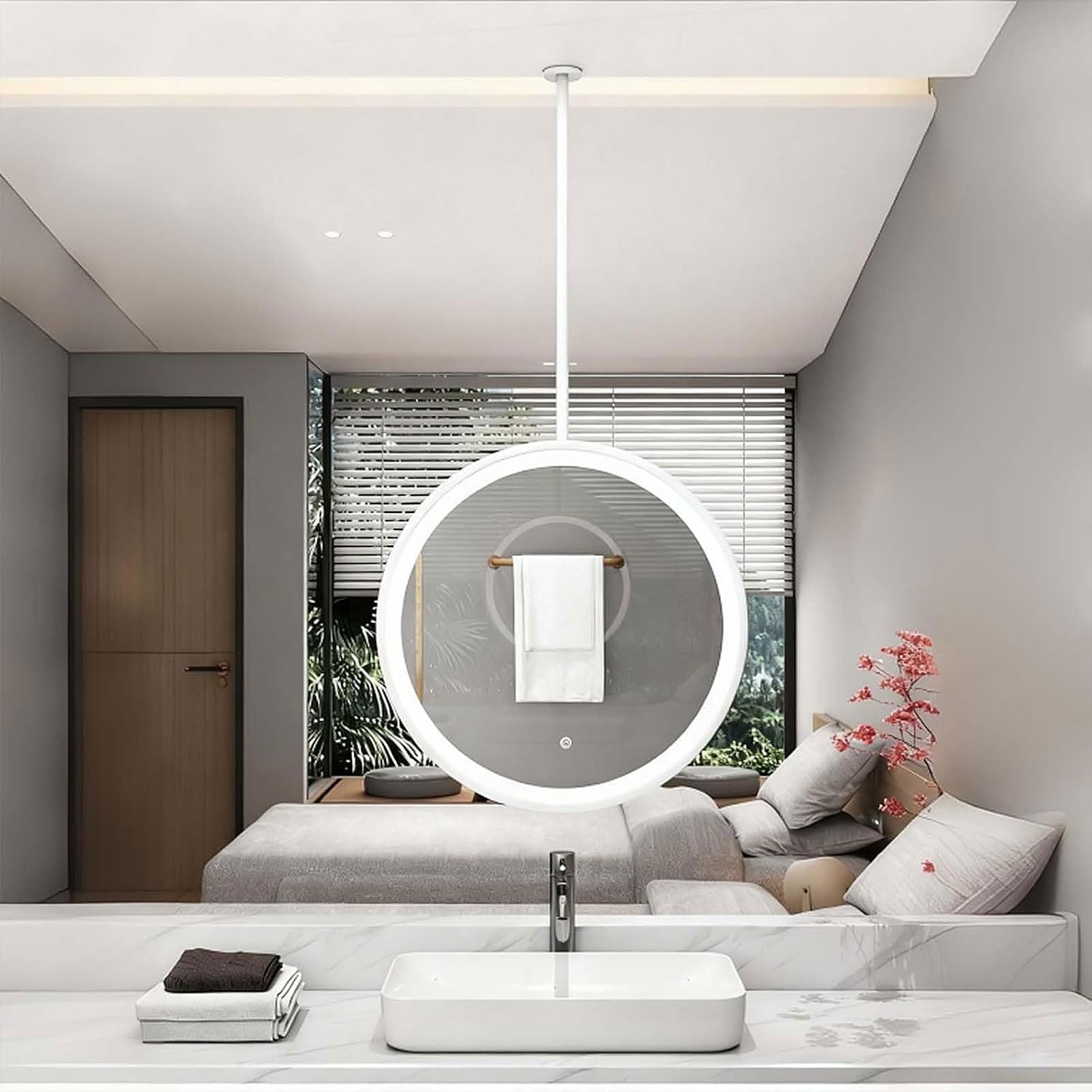 Miroir décoratif flottant au plafond 60 cm, finitions premium pour votre salon