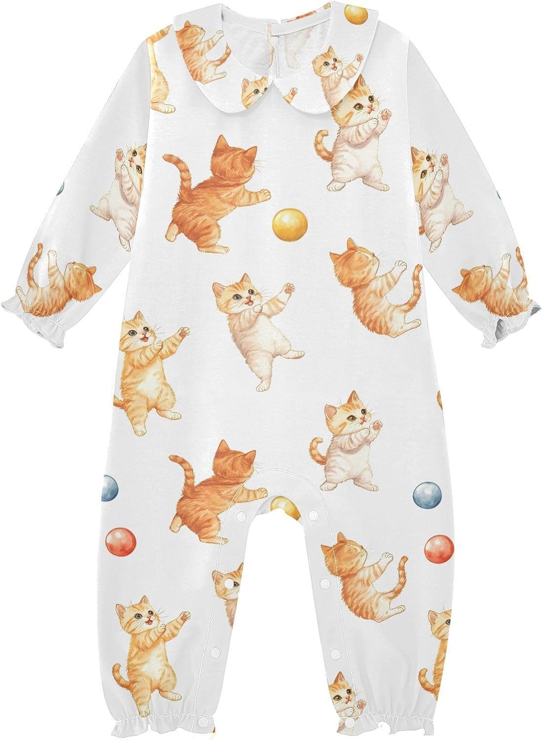 vvfelixl Baby Sleepers Cat Play Balls Long Sleeve Onesie Girl Baby Clothes for Girl Play One-piece for 0-3 months