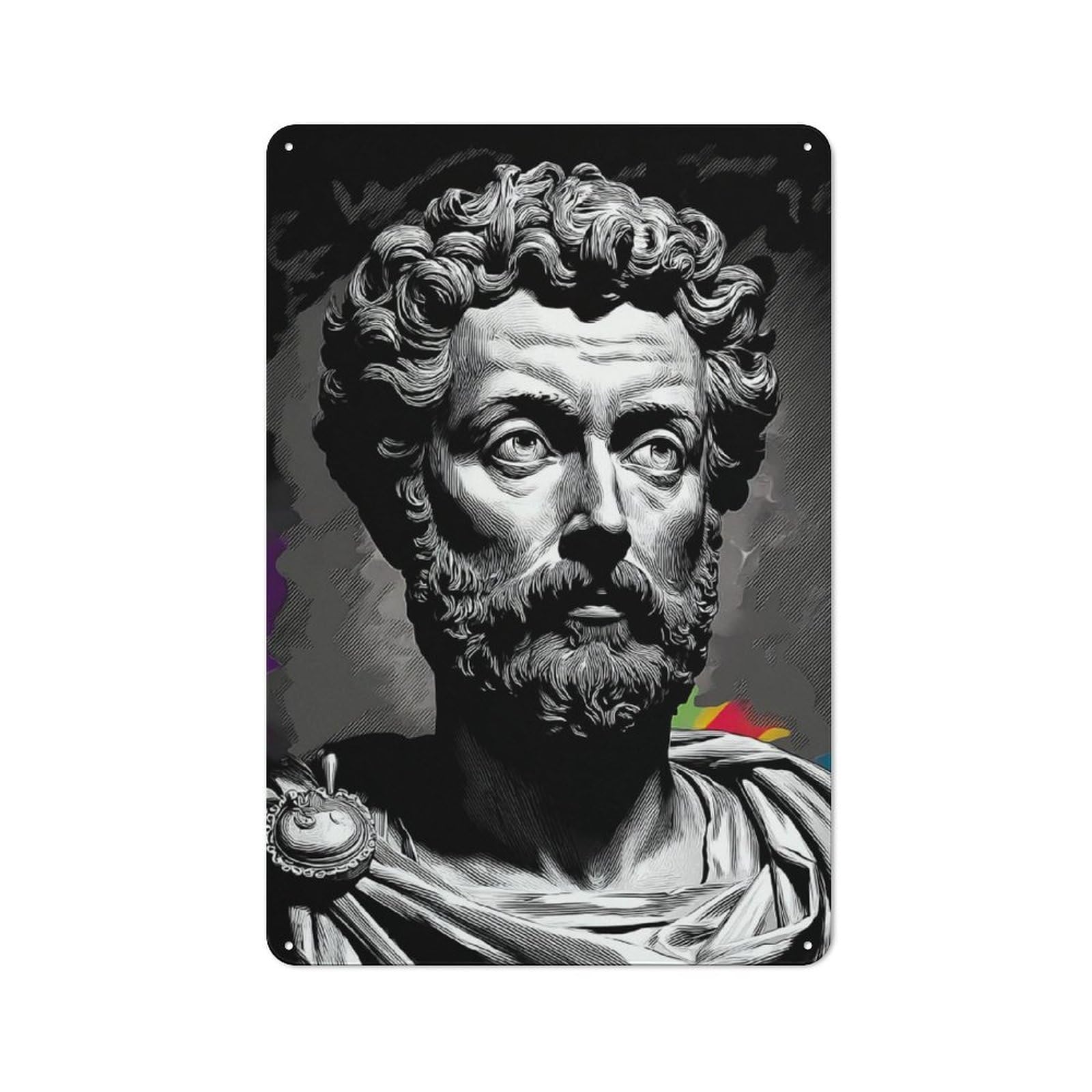 Junmoney Roman Emperor Portrait Retro-Style Tin Sign 30X20cm For Kitchen Or Home Bar, Suited To Kitchen Decor Lovers