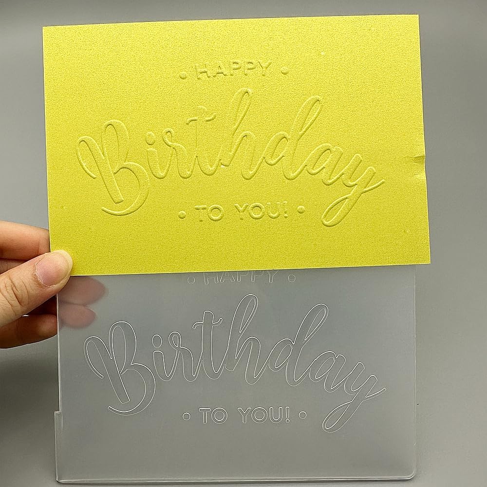 3D Plastic Embossing Folder Template Happy Birthday Wishes Texture A6 Size for Card Making DIY Scrapbooking Paper Crafting Handmade Crafts Scrapbooking Arts Supplies Scrapbook Decor