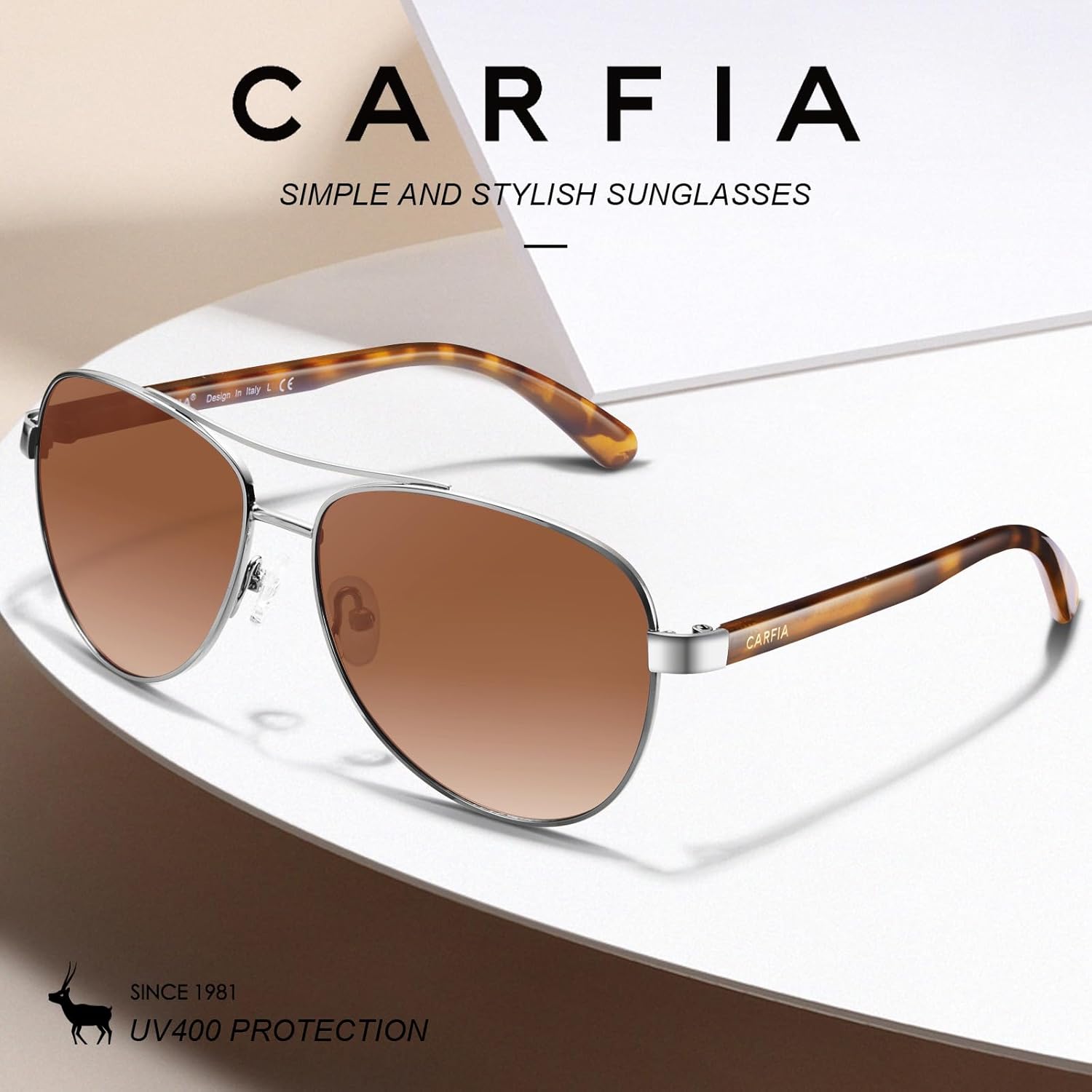 CARFIA Retro Trendy Pilot Sunglasses for Women Polarized UV Protection, Lightweight Outdoor Driving Lady Sunnies Metal Frame - Image 7