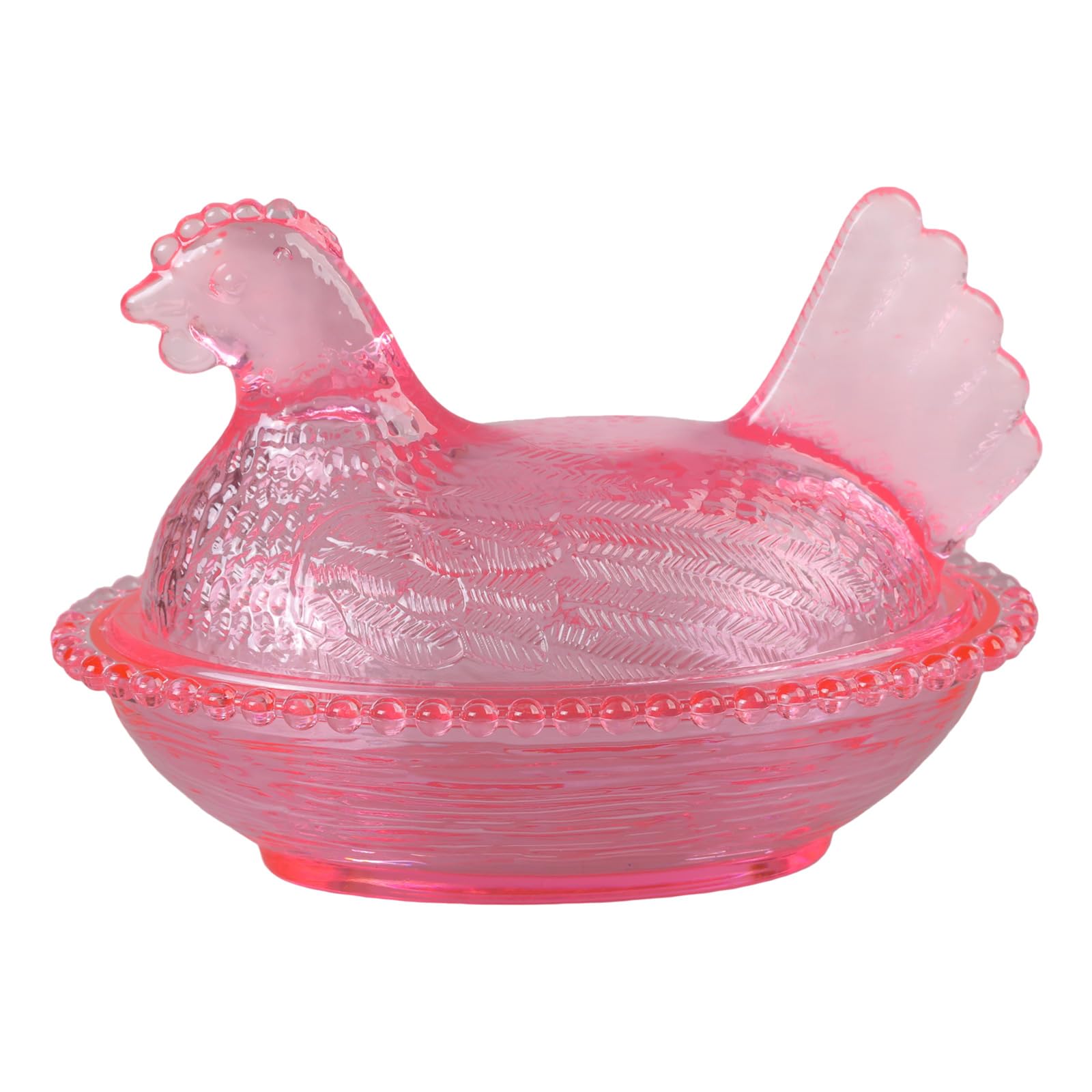 ZBIianxer Clear Hen Figurine Trinket Box with Lid for Easter Party Desktop Ornaments Hen on Nest Candy Jar with Lid Desk Decors