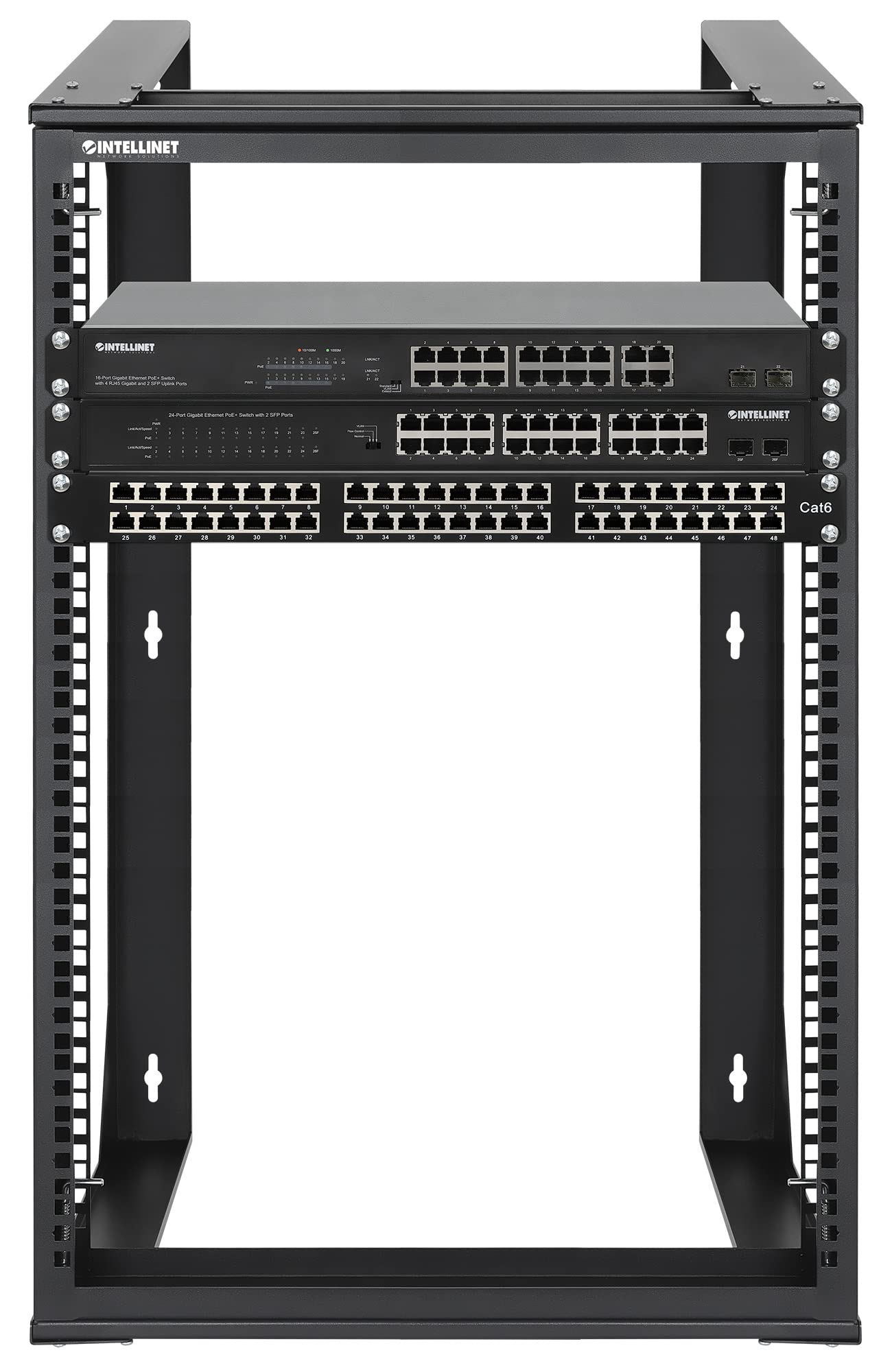 INTELLINET 716208 Armadio a Muro 19" Open Frame 2 Montanti Flat Pack 15U Nero