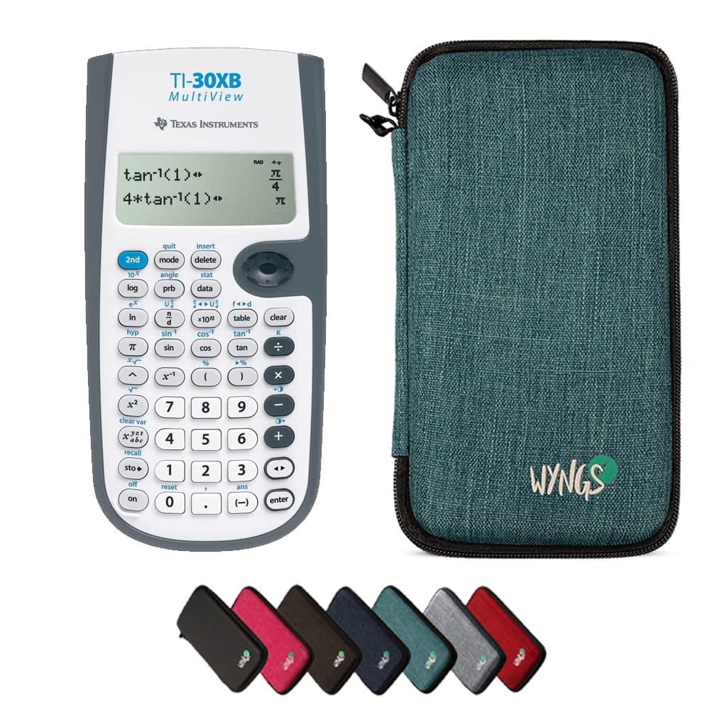 TI-30XB MultiView inkl. WYNGS Schutztasche Türkis - Wissenschaftlicher Taschenrechner - Basic Set
