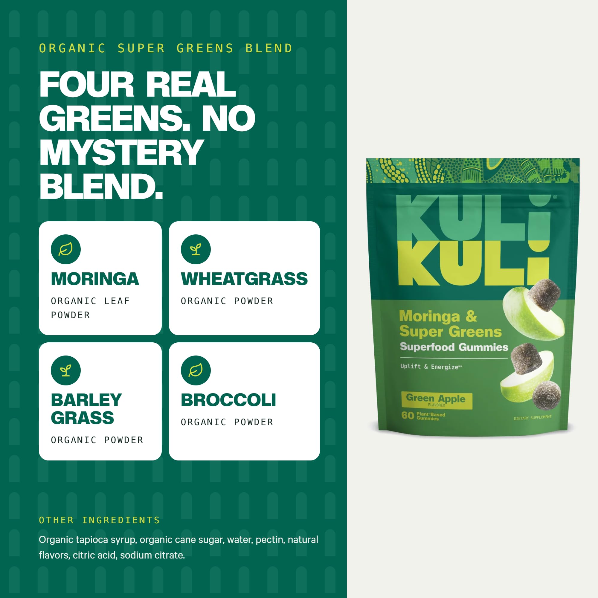 Kuli Kuli Super Energy Gummies, Moringa & Super Greens, Caffeine-Free, 60ct — Amazon image 4