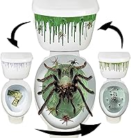 Vista 1 de Funda de asiento de inodoro de Halloween, calcomanía 3D de transformación de terror para decoración de baño, fiesta temática, decoración del hogar