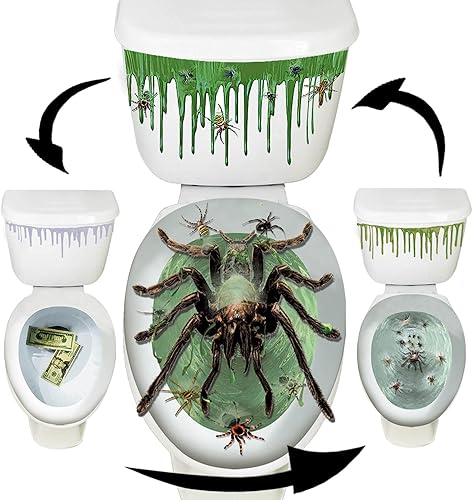 Funda de asiento de inodoro de Halloween, calcomanía 3D de transformación de terror para decoración de baño, fiesta temática, decoración del hogar