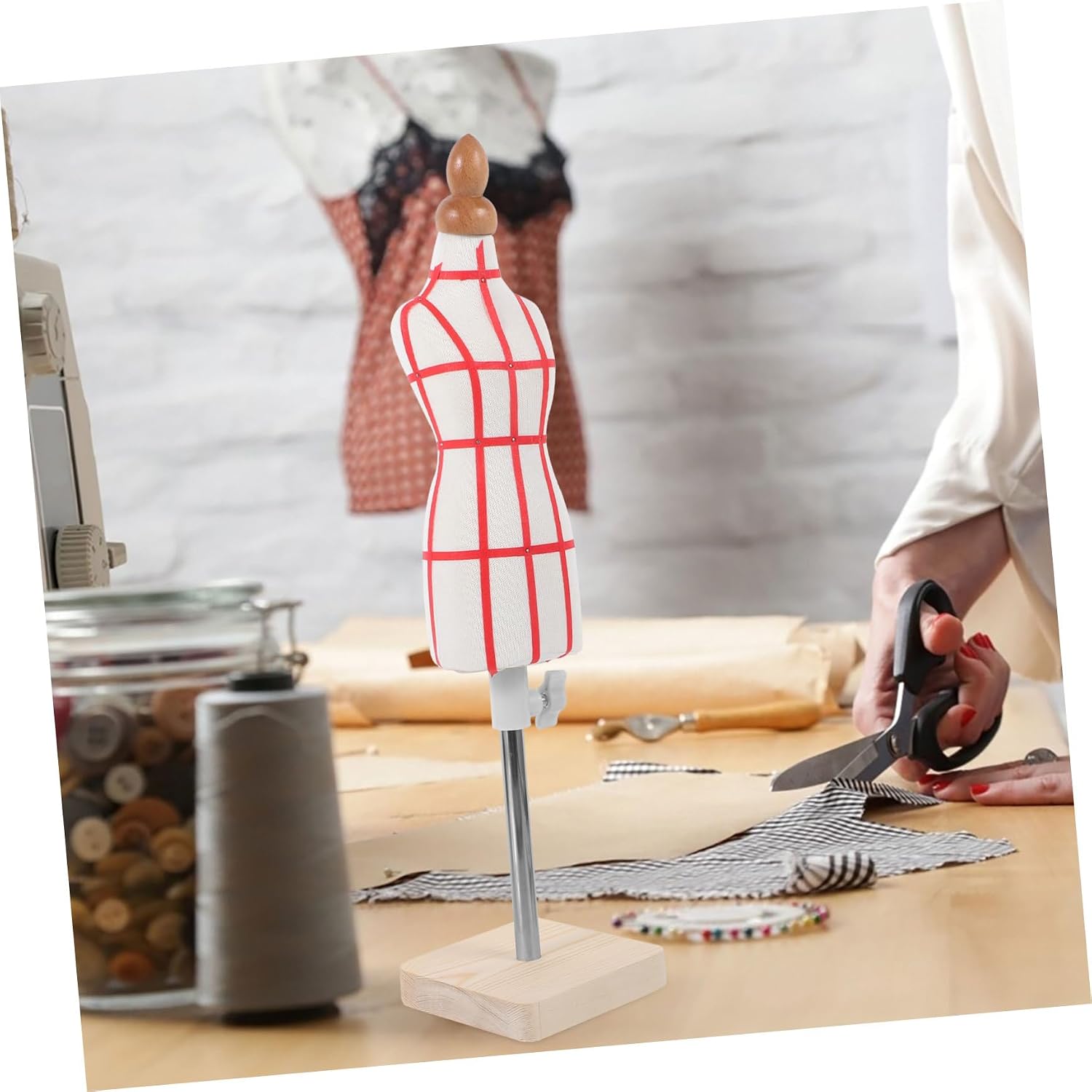 Angoily Sturdy Wood and Cotton Cloth Dress Form Mannequin Sewing Mannequin Dress Form Stand for Dressmakers Random Color