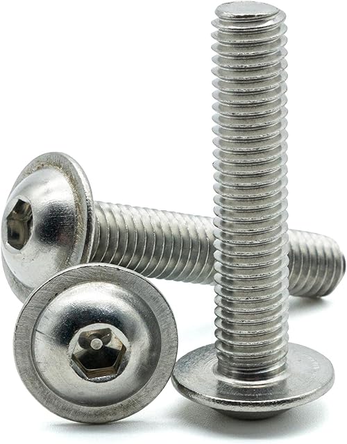 Hippo Hardware M6 (6mm X 10mm) Flanged Button Head Screws Allen Key Socket Bolts A2 Stainless Steel (Pack of 5)