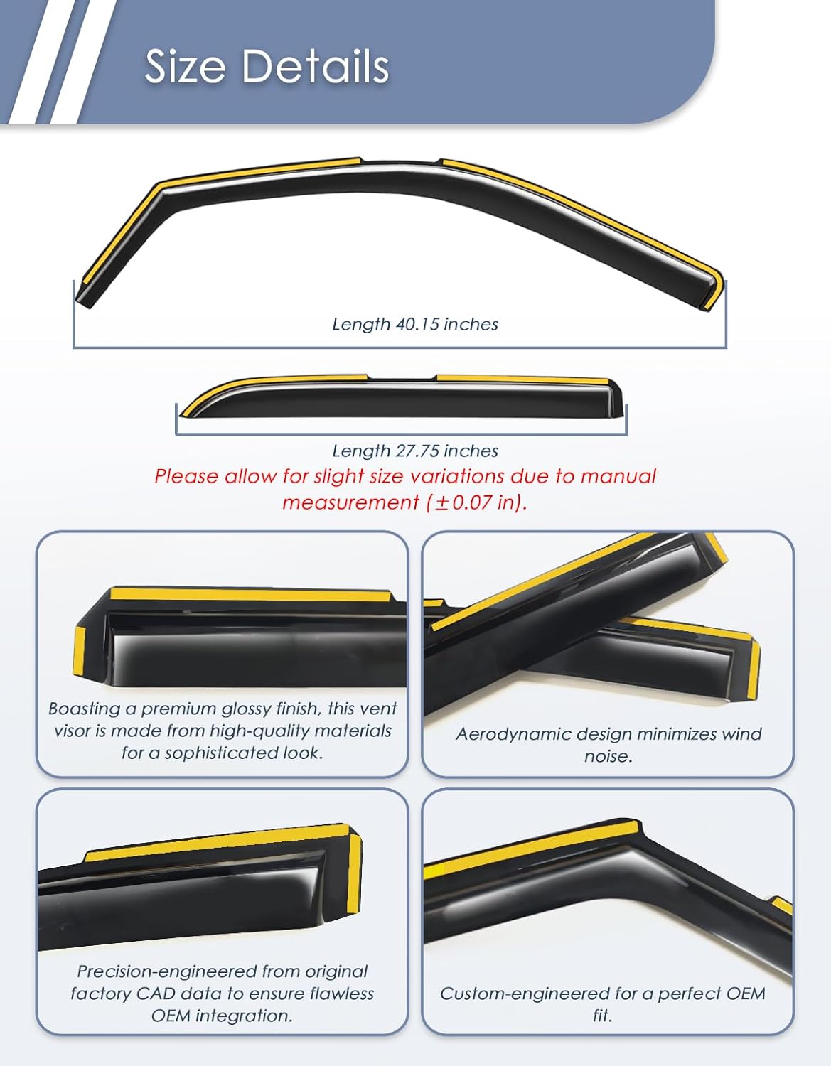 in-Channel Window Rain Guard for Dodge Ram 1500 2009-2018/Ram 2500&3500 Crew Cab 2010-2026 Rain Guards Side Window Visors Low Profile Vent Visor Window Deflectors Vent Shades Truck Accessories