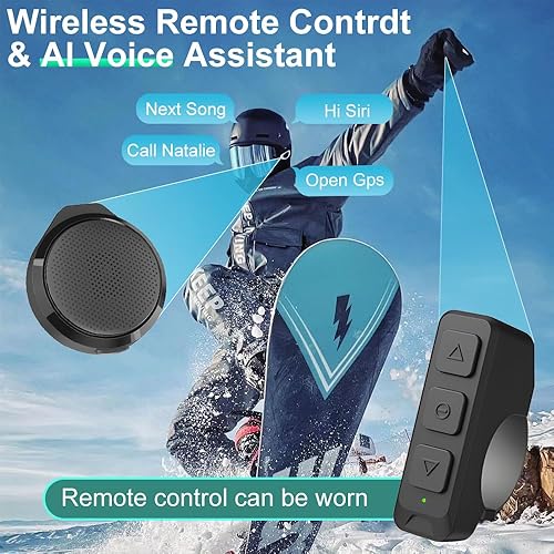 Miniatura 3 de 3T6B Auriculares Bluetooth para motocicleta con estuche de carga, altavoz Bluetooth para casco con micrófonos y control remoto, batería de 1900 mAh,