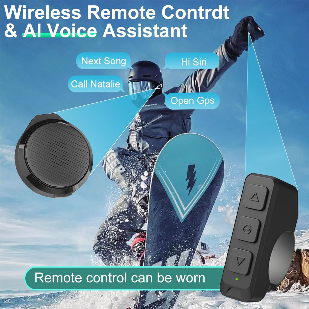 OBEST Cuffie Bluetooth moto con custodia di ricarica, altoparlante Bluetooth casco, con microfoni, batteria 1900 mAh con 50 ore di funzionamento, cuffie wireless per sci e motociclismo