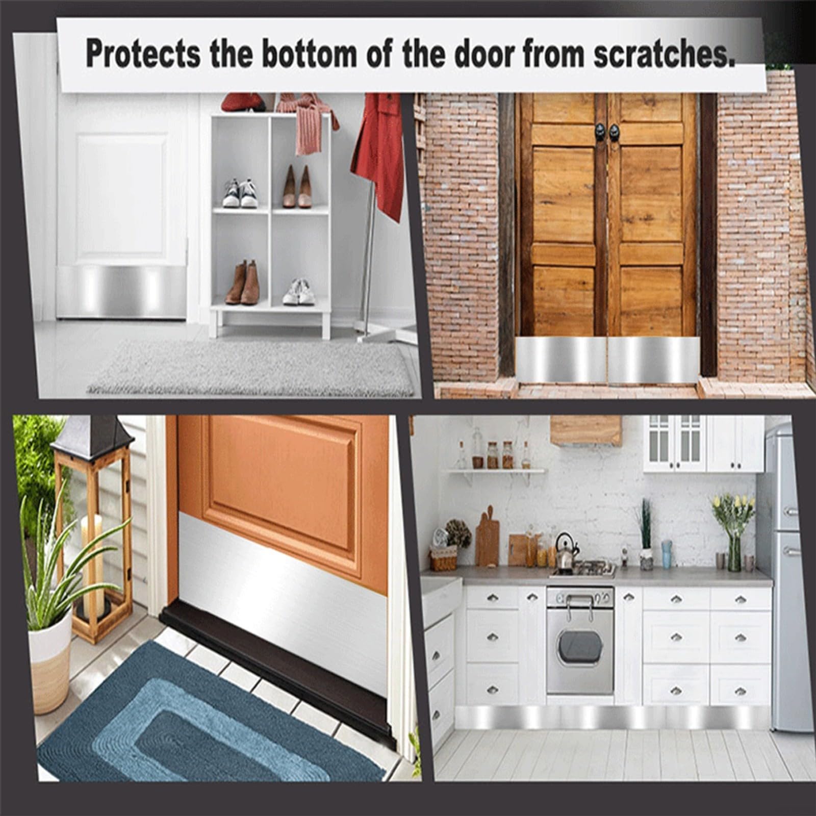 Lot de 2 plaques de poussée pour porte coupe-feu en acier inoxydable brossé 410 × 110 mm