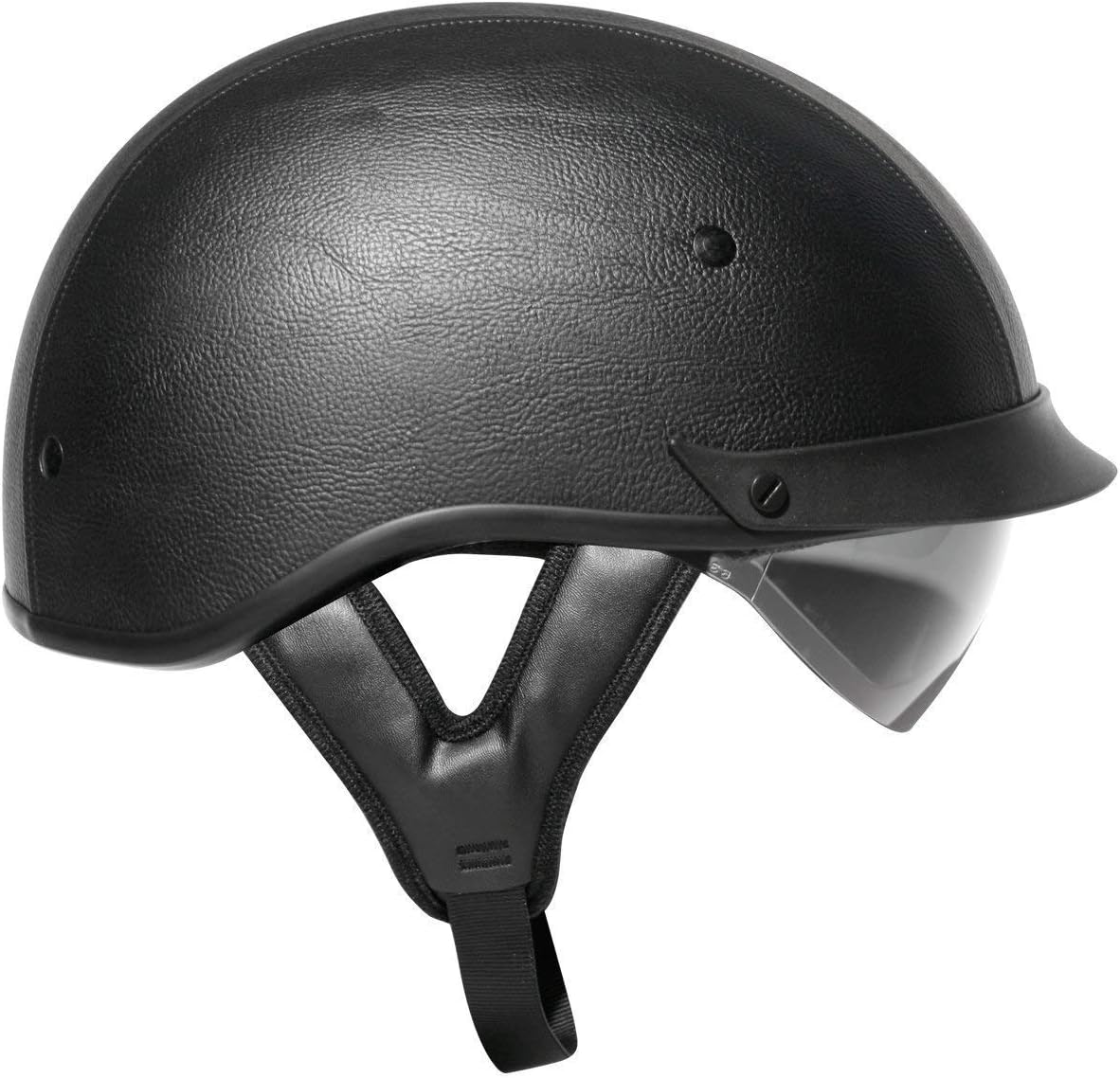 Outlaw T-72 'Knight Rider' Black Synthetic Leather Dual-Visor Motorcycle Half Helmet - Small