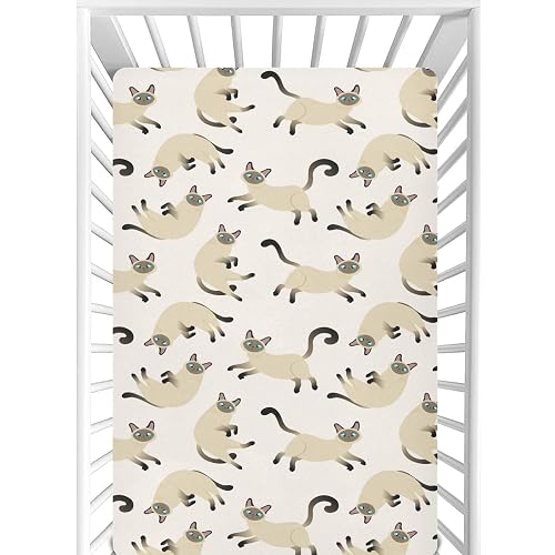 CaTaKu Cute Siamese Cat Mini Crib Sheets for Girls Boys
