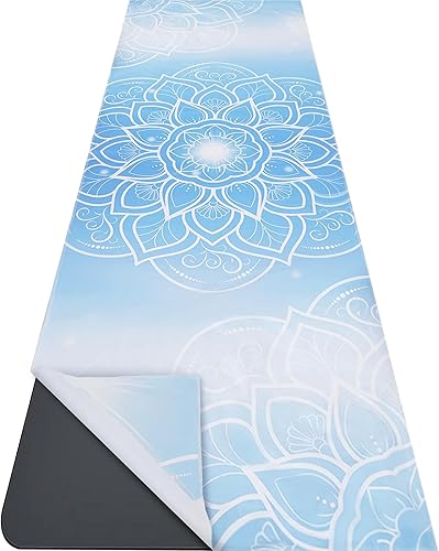 Miniatura 9 de Toalla para esterilla de yoga con bolsillos en las esquinas, toallas de yoga de microfibra para yoga caliente, antideslizantes, absorben la humedad,