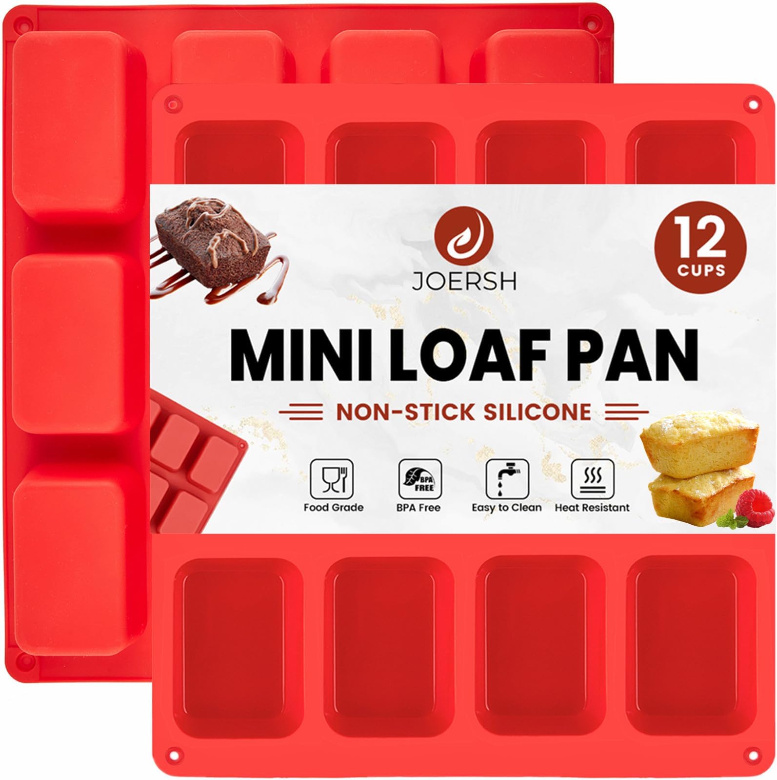 Silicone Molds [Muffin, 12 Cup] Cupcake Baking Pan Free Paper Muffin Cups Non