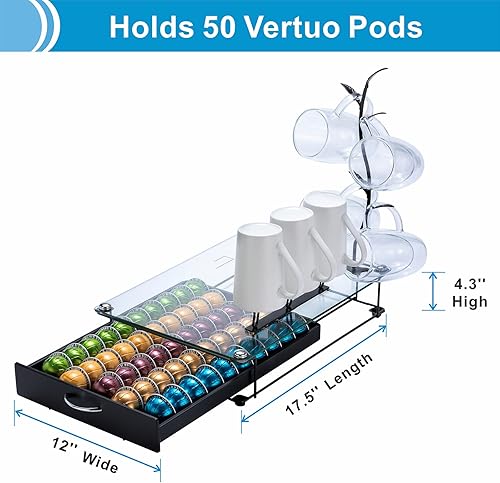 Vista 2 de Rice rat para Nespresso Pod Holder Vertuo Pod Storage Vertuo Capsule Cajón para portavasos (50 cápsulas)