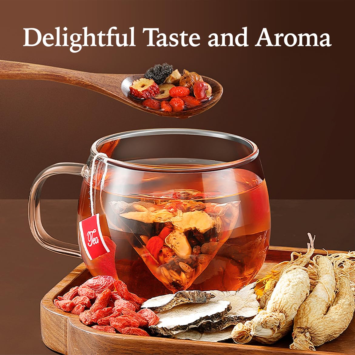 LEAFROOT 20 Teabags Natural Kidney Tea Formula Ginseng Six Treasure Tea, 6 Precious Herbal Ingredients for Women & Men Kidney Cleanse Detox, Five Treasures Wolfberry Mulberry Jujube Wubao Teabags - Image 6