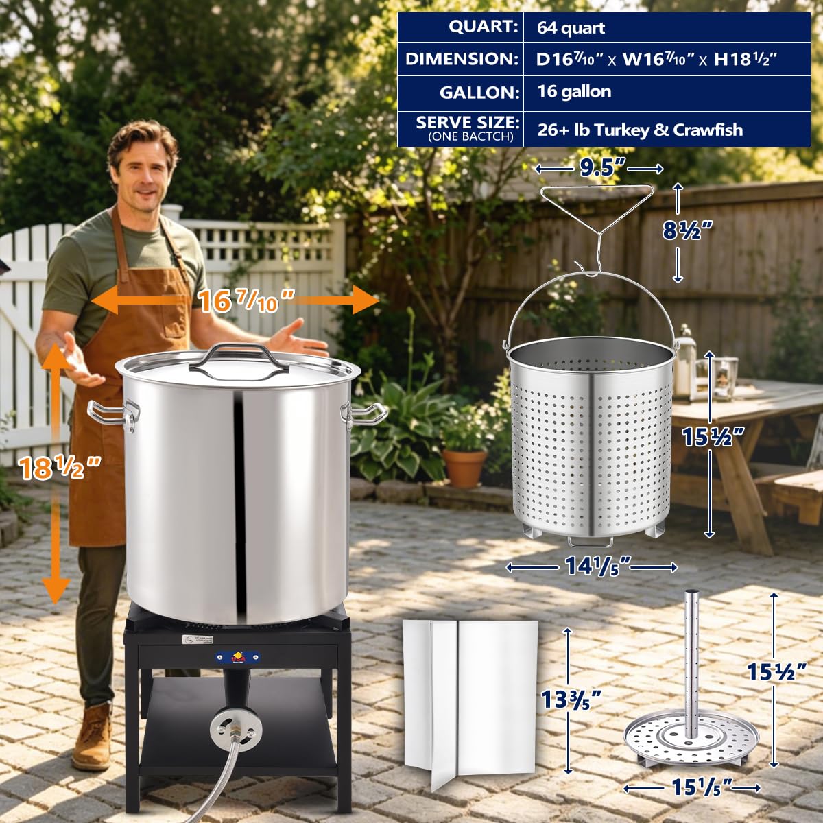 調理器具 acala Lunar AL009 Amazon.com: ARC - Olla grande de acero inoxidable de 64 cuartos de