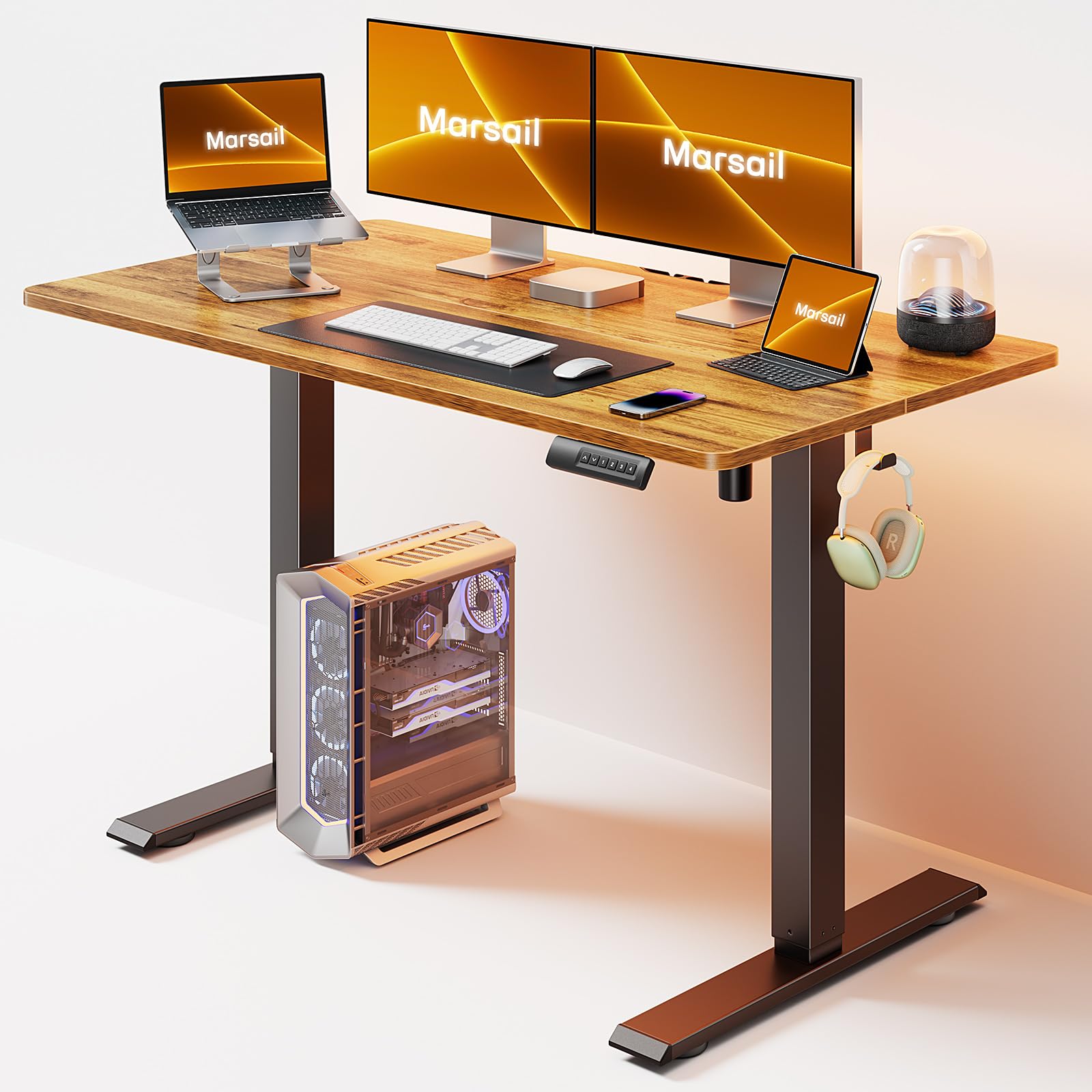 Photo 1 of Marsail Electric Standing Desk, 48 * 24 Inch Height Adjustable Sit Stand up Desk with 3 Memory Preset, 