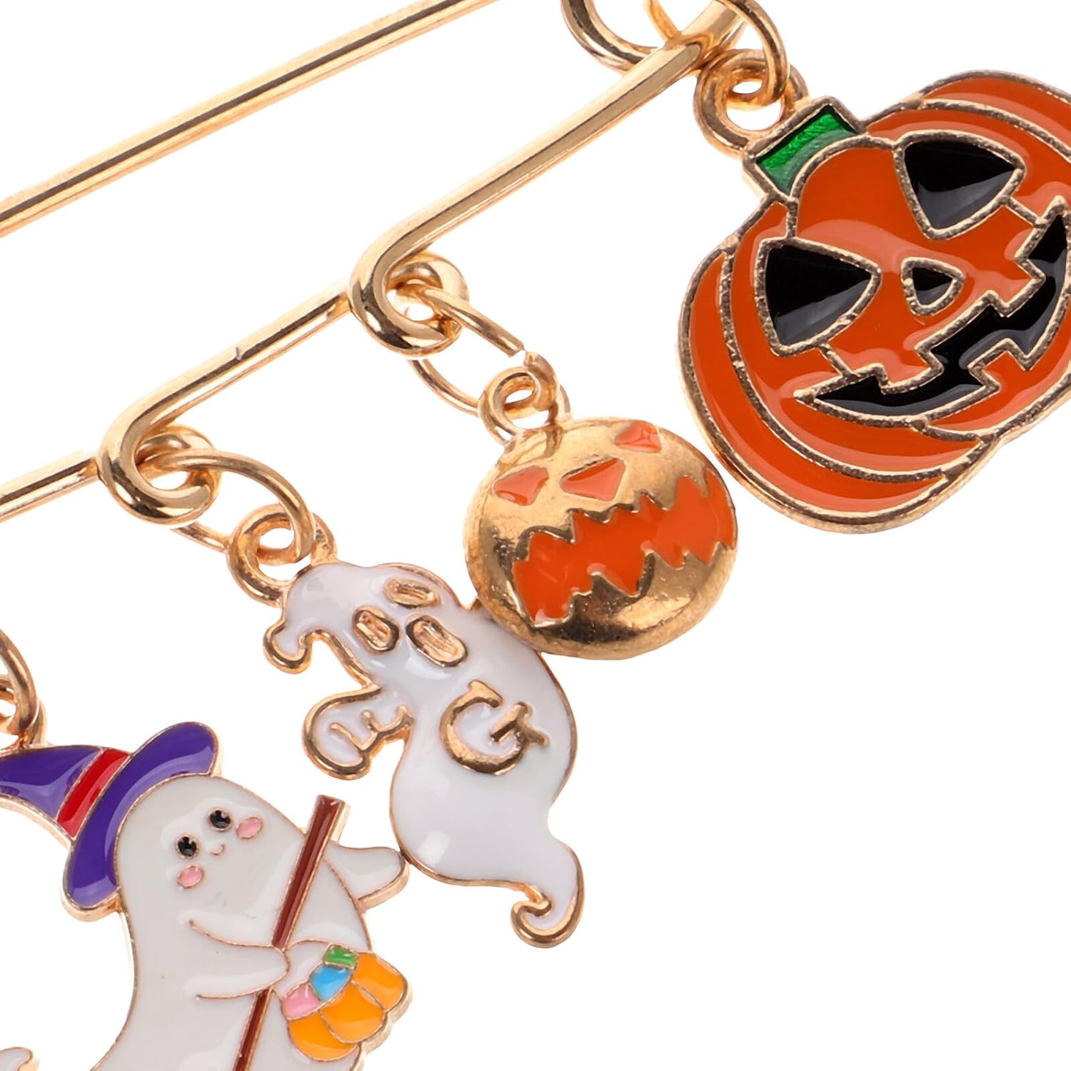 OSALADI 2pcs Halloween Pumpkin Brooch Pin Enamel Coating and Alloy Base, Cute Skull Design, Women’s Clothing Accessory for Holiday Costume and Party Decoration