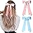 2PCS Silky Satin Hair Bows Hair Clip Pink Blue Hair Ribbon Ponytail Holder Accessories Slides Metal Clips Hair Bow for Women Girls Toddlers Teens Kids