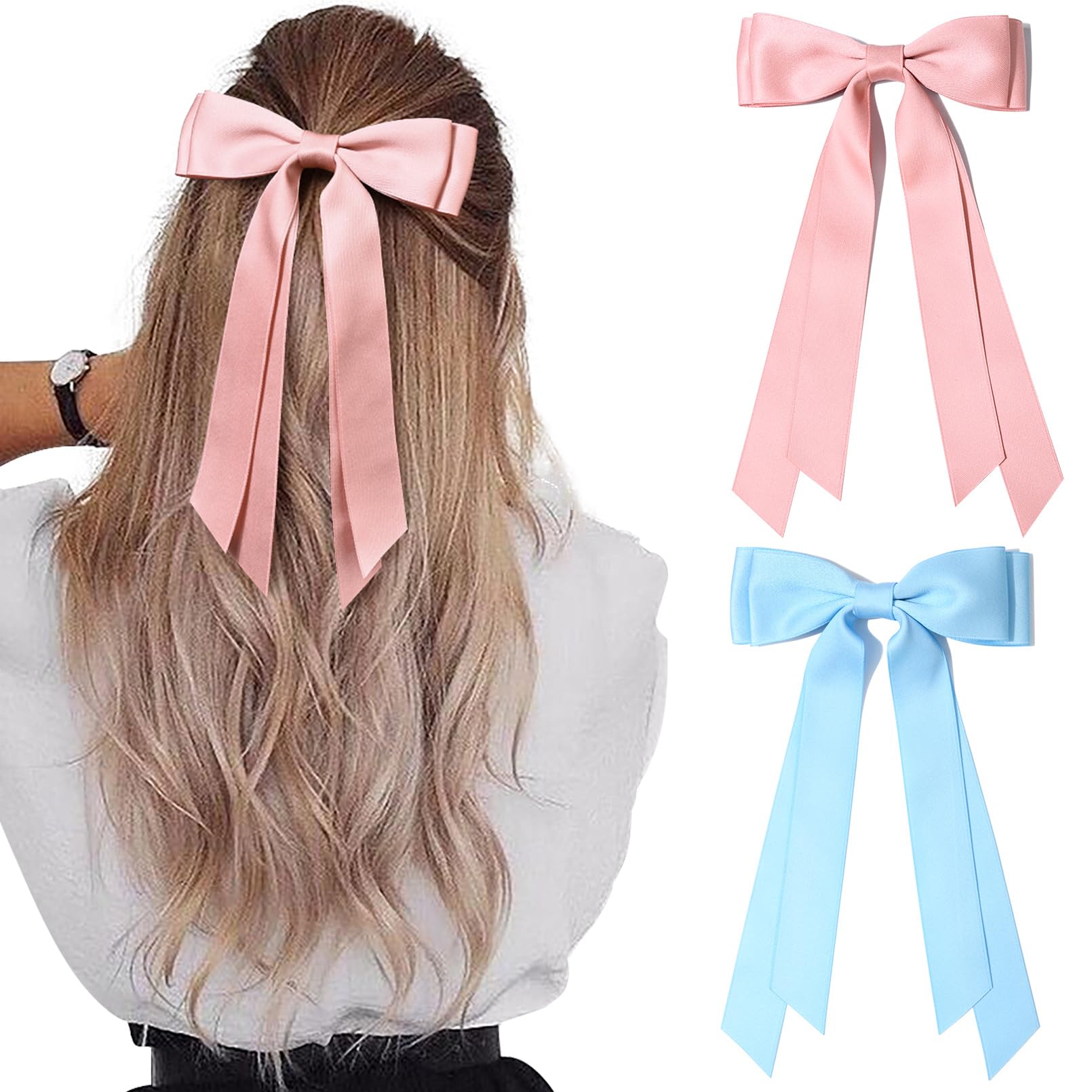 Korean Kfashion Monogram Y2K Pastel Blue Fur Pink Ribbon Bow Hair Accessory Clip Amazon.com : YAEISM 12PCS Blue Bow Hair Clips Cute Gingham  main image 2