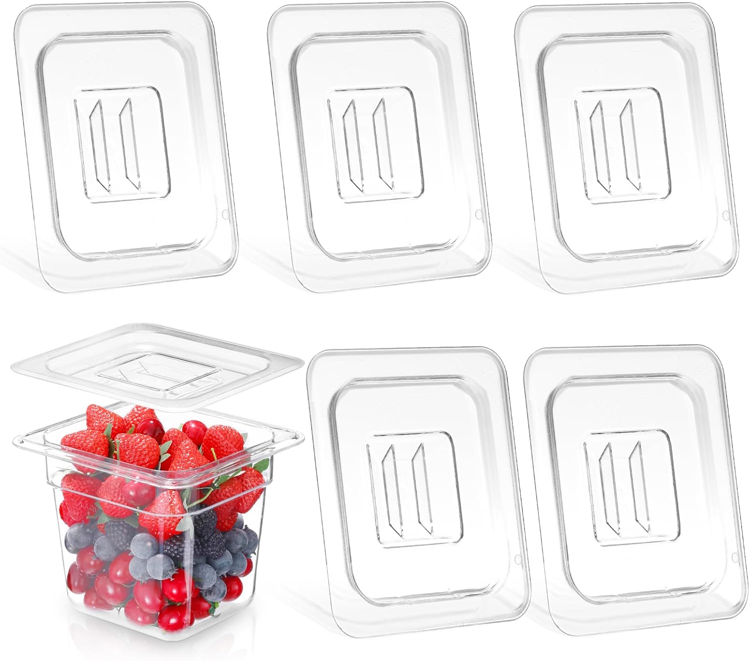 4 Inch Deep food pans with lids(6 pack)