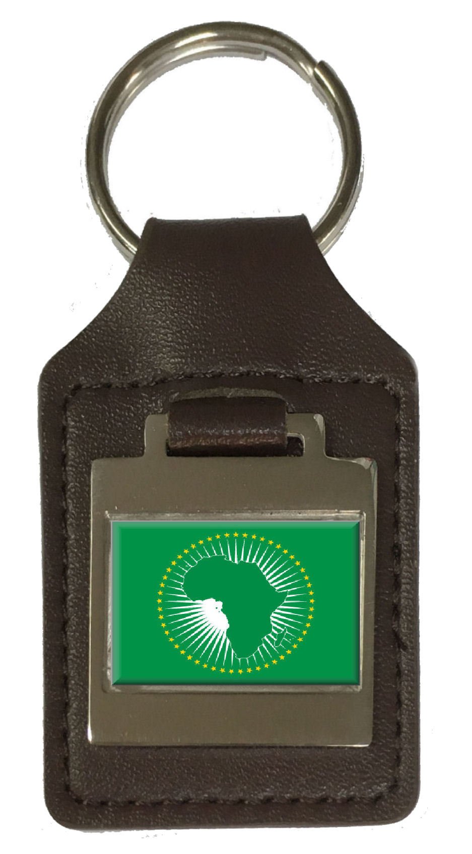 Porte-clés en cuir gravé Oas Flag accessoire unisexe en cuir véritable marron