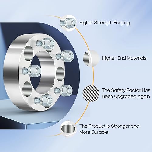 Miniatura 4 de OCPTY Separadores de rueda de 5 x 4.5 a 5 x 4.5 pulgadas, espaciadores forjados reales de 1.5 pulgadas con rosca de 12 x 1.25 pulgadas, orificio del