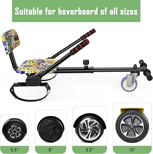 Miniatura 4 de UNI-SUN Accesorio de Asiento para Patinete, Patinete con Go Kart para Niños, Niños, Adultos, con Luces LED Coloridas, Bluetooth