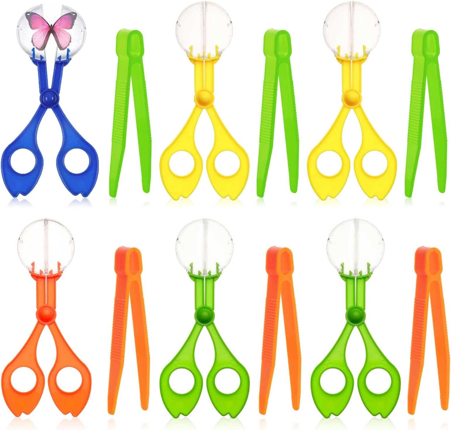 Fadcaer Bug Catcher for Kids,12 Pcs Plastic Bug Catcher Kit Bug Insect Catcher Scissors,Children Tweezers Explorer Outdoor Tool Fine Motor Skill Toys for Kid Nature Exploration Observation