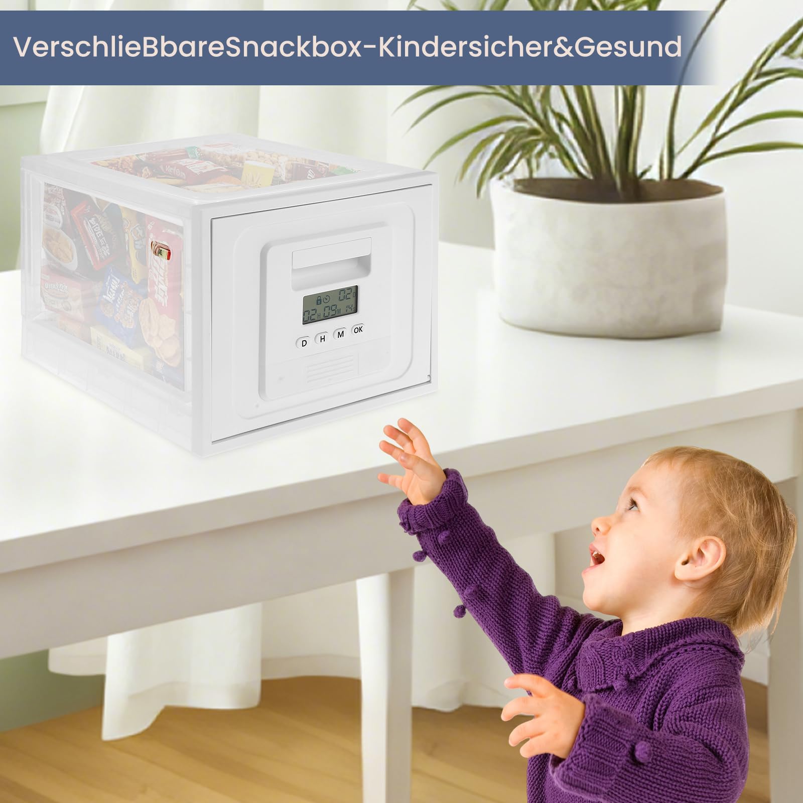 Handy Safe mit Zeitschloss,Safe Timed Lock Box,Premium Abschließbare Aufbewahrungsbox mit 2 Arbeitsmodus für Lebensmittel, Medikamente & Sicherheit im Haushalt,30.3 x 23.6 x 19.3 cm