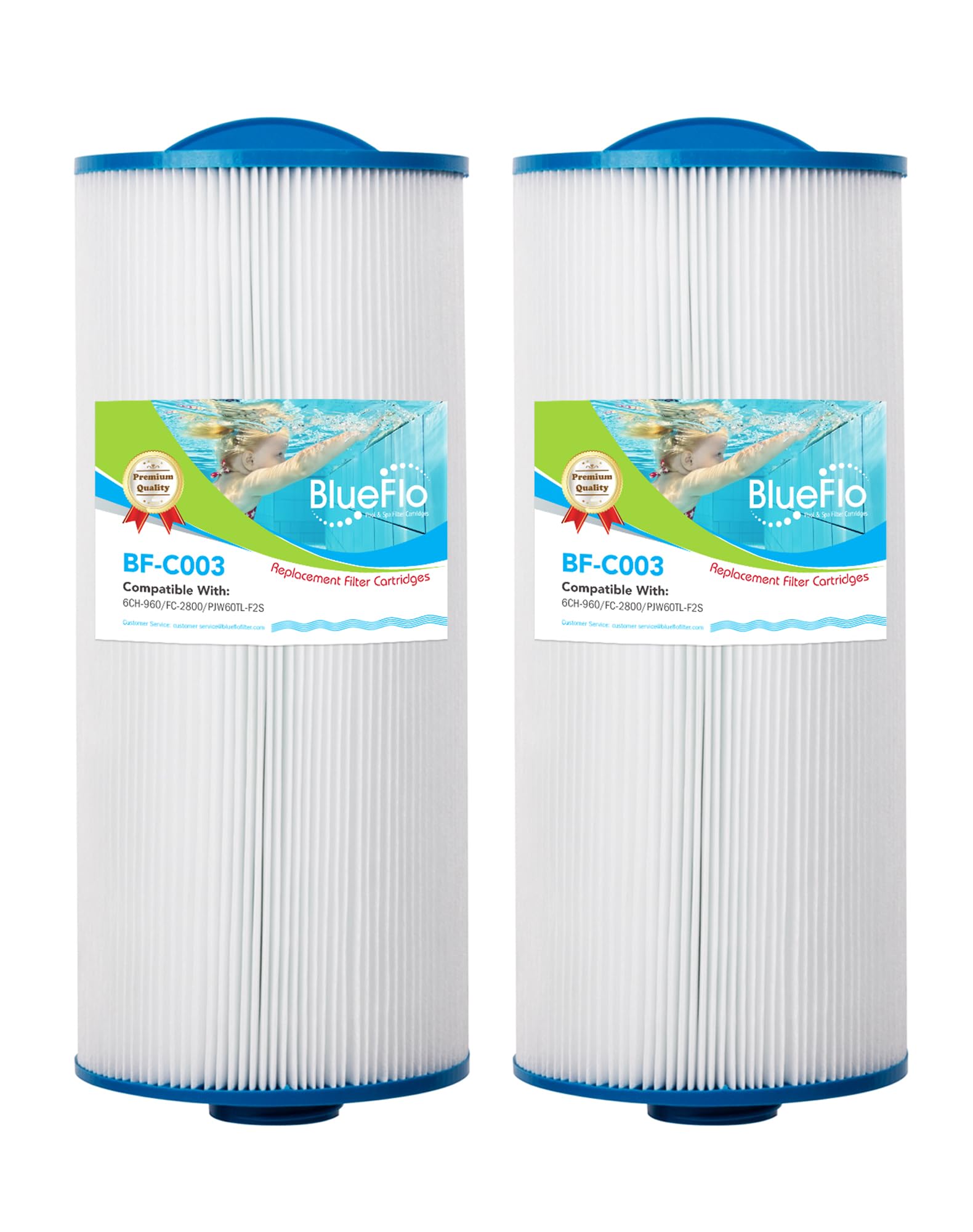 Spa Filter Cartridge Replacement for Unicel 6CH-960, Jacuzzi Filters J-300 J-400, Filbur FC-2800, PJW60TL-F2S, 14081, 15 1/2'' x 6 3/4'' Hot Tub Filter, Pack of 2