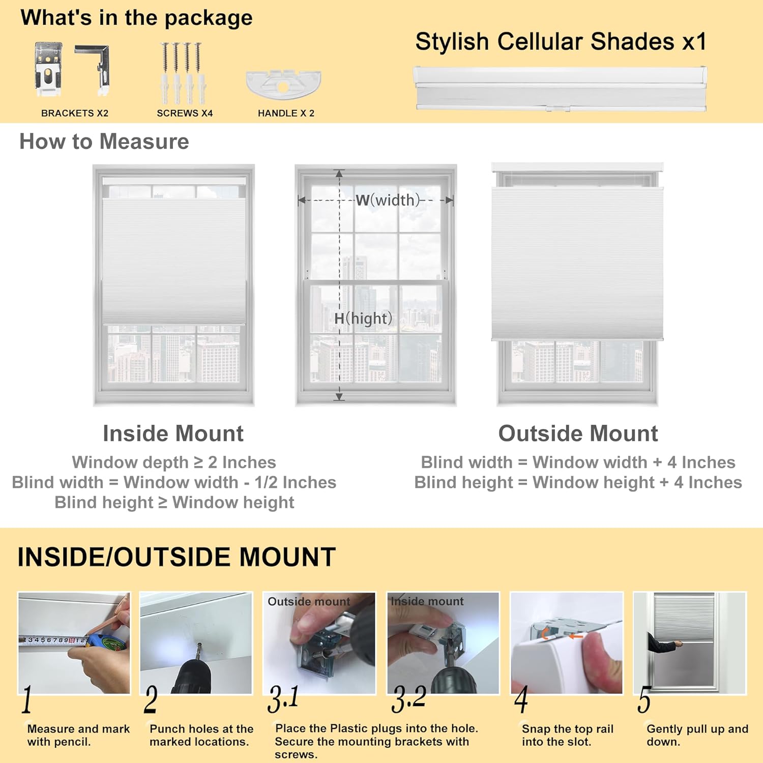 BERISSA Top Down Bottom Up Cordless Cellular Shades Pull Down Blackout Room Darkening Window Shades Honeycomb Blinds for Windows Home Office(40" W x 48" H) Black