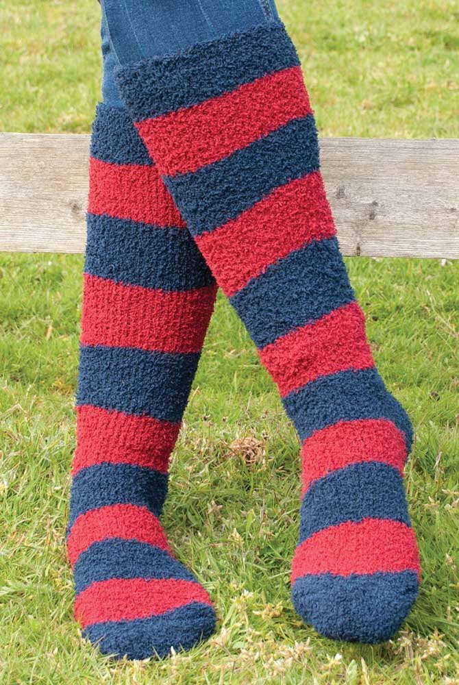 Rhinegold 0 Soft Touch Knee High Socks-navy/Red Socks, Navy & Red