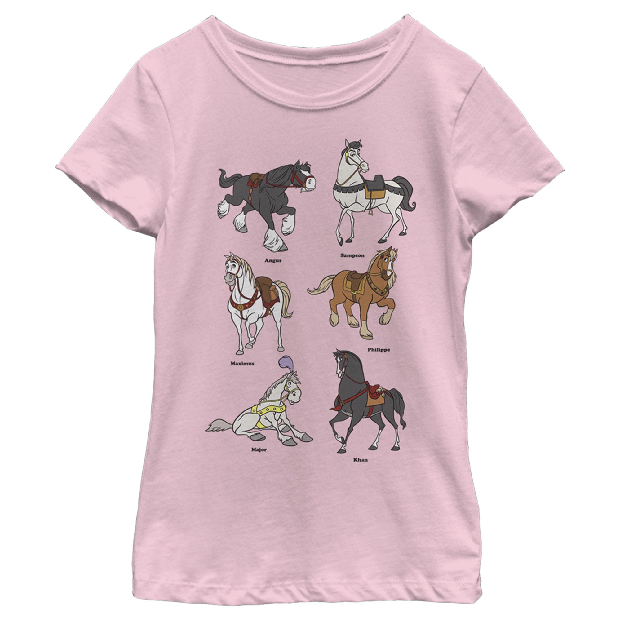 Disney Little, Big Princesses Horses Girls Short Sleeve Tee Shirt, Light Pink, X-Large