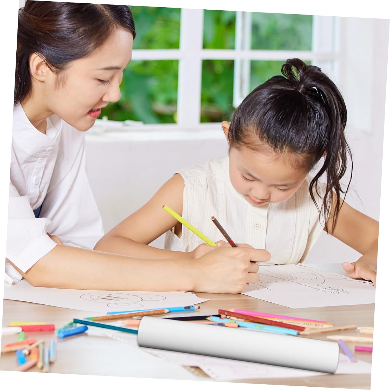 2pcs White Plastic Artwork Tube for Posters and Documents Storage