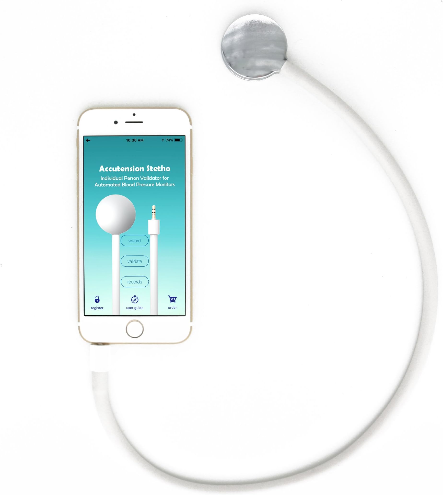 [Only iPhone] Accutension Stetho - Calibrator for Blood Pressure Monitors - work with Omron M2, M3, M6, M7 and Elite series UPPER arm blood pressure monitors - Hearing is believing!