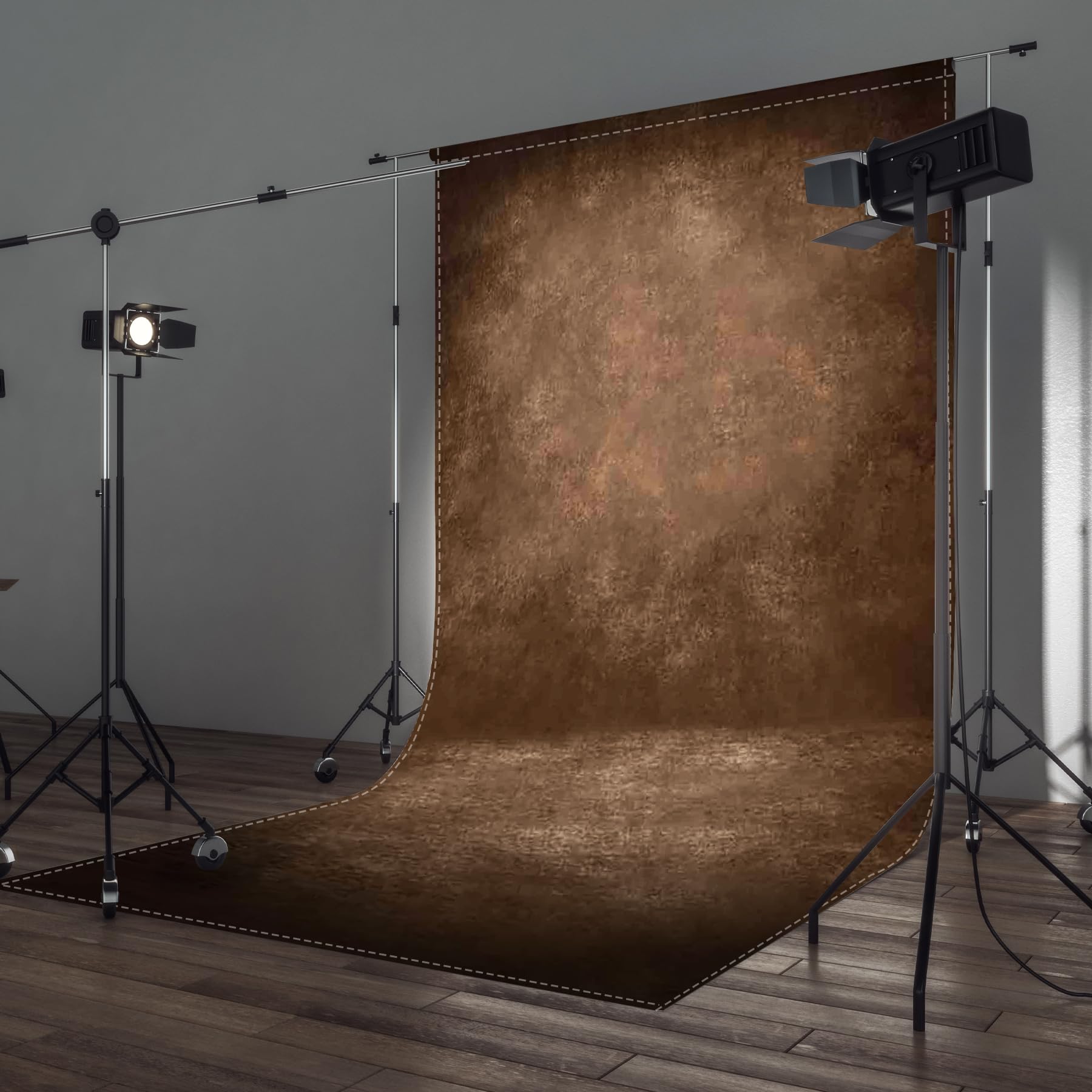 ZTHMOE 5x7ft Fabric Blue Abstract Texture Photography Backdrop (No Stand No Clips) Portrait Photoshoot Background Adult Newborn Child Headshot Photo Studio Props Booth Rod Pocket On Top: 8'x10' Brown