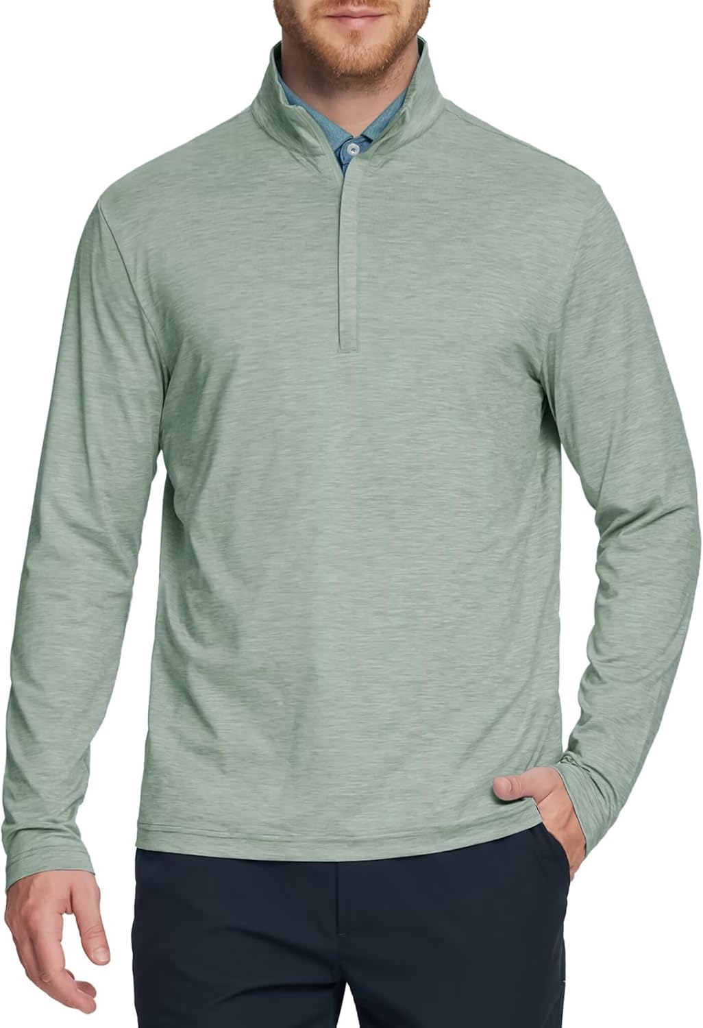 M MAELREG Quarter Zip Pullover Men Dry Fit Brushed Performance Long Sleeve Mock Neck Sports Golf 1/4 Zip Sweatshirts for Men - Image 3