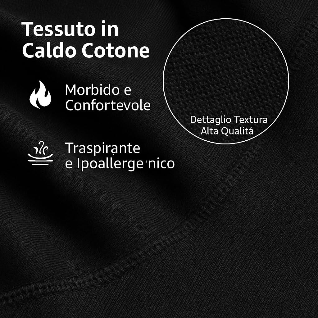 SET 2-4 Calzamaglia Termica Uomo in Caldo Cotone, Made in Italy – Pantalone Intimo Invernale Lungo, Traspirante e Ipoallergenico – Adatto allo Sport come Sci e Snowbord – Tutte le taglie da S a 3XL