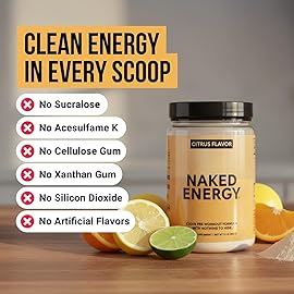 NAKED Citrus Energy - Citrus Flavored Clean Pre Workout Supplement for Men and Women, Vegan Friendly, No Added Sweeteners, Colors Or Flavors - 30 Servings