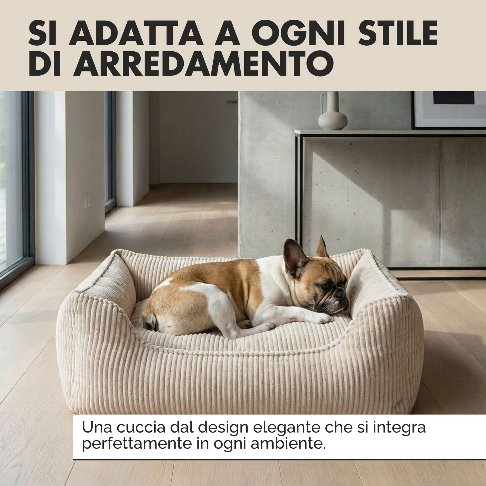 Anton Hundebett | Orthopädisches Hundebett | Hundekörbchen für kleine und mittelgroße Hunde (Beige, 85x65cm)