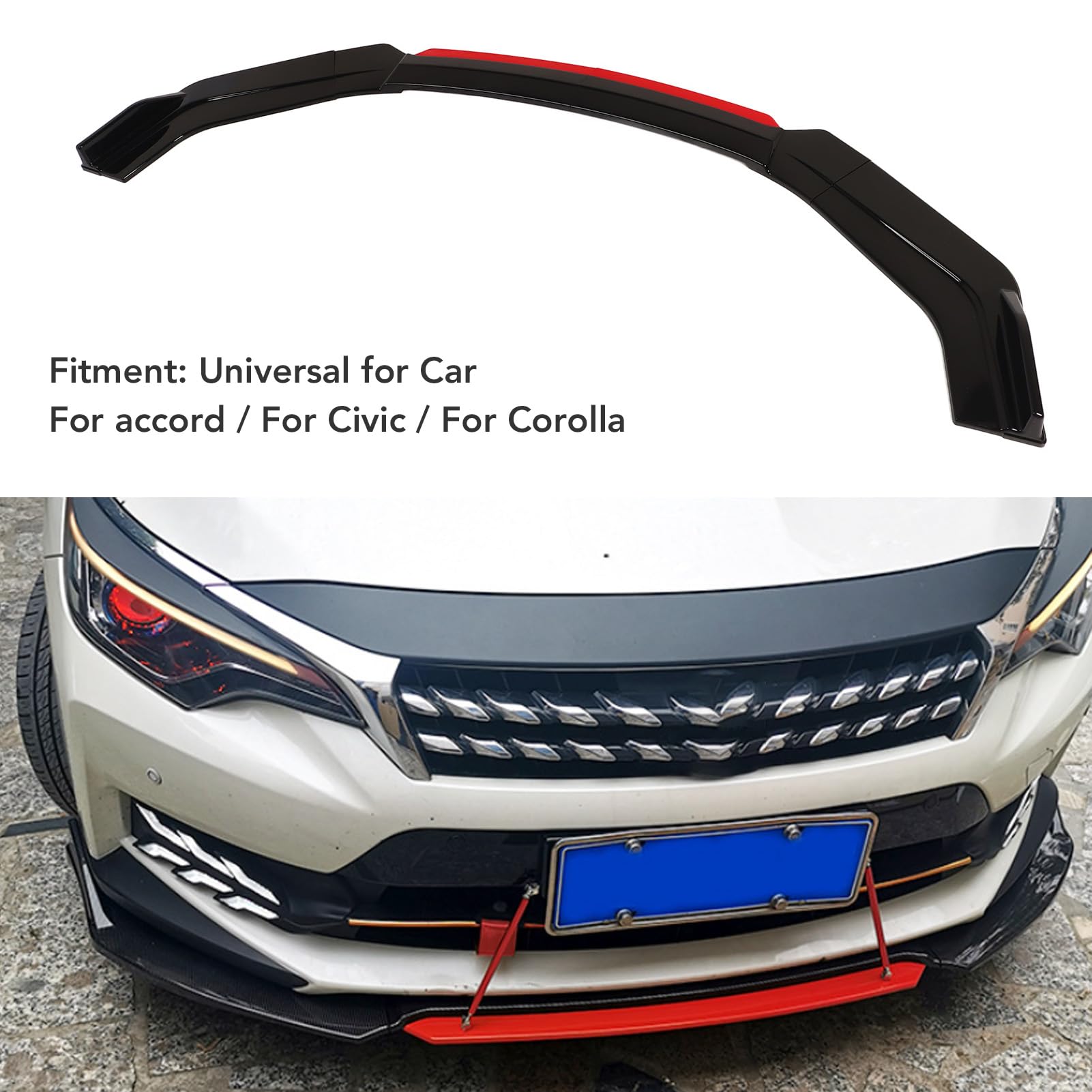 Paraurti Anteriore Lip Splitte Body Kit Spoiler Nero Lucido Universale Adatto per