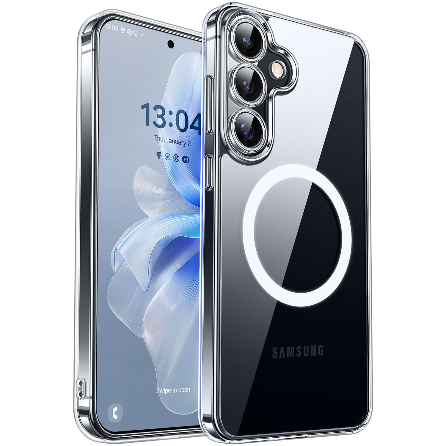 CANSHN Magnetic Shockproof for Samsung Galaxy S24 Case Clear